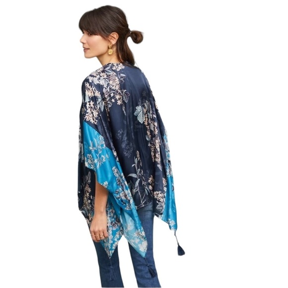 Kachel x Anthropologie Jamie Tasseled Kimono Viscose Silk Blend One Size Tunic - Picture 2 of 11